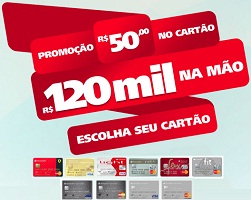 WWW.SANTANDER.COM.BR/50NOCARTAO120MILNAMAO, PROMOÇÃO 50 NO CARTÃO, 120MIL NA MÃO